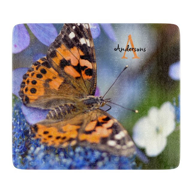 Painted Lady butterfly Glass chopping board Schneidebrett (Vorderseite)