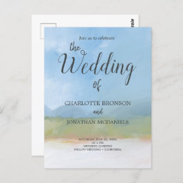 Painted Landscape Blue Skies Hochzeit Postkarte