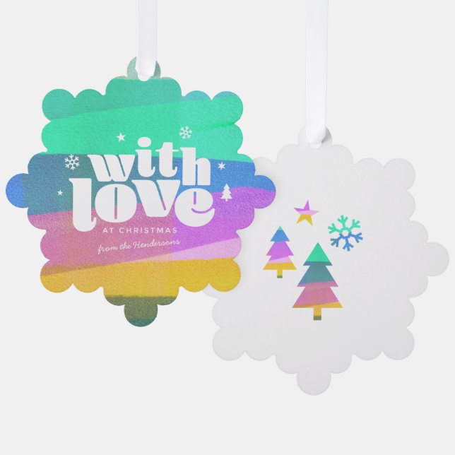 Painted Layers Christmas Paper Ornament Card (Vorderseite/Rückseite)