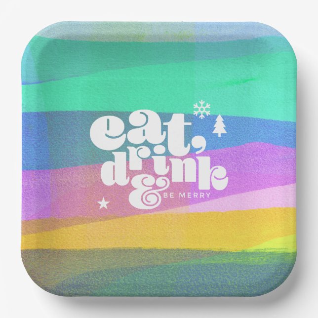 Painted Layers Weihnachtspapier Pappteller (Vorderseite)