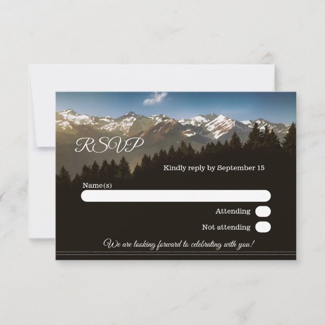 Painted Mountains Wedding RSVP Card Einladung (Vorderseite)