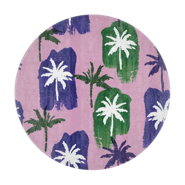 Painted Palm, Navy Blue Green. Schneidebrett (Vorderseite)