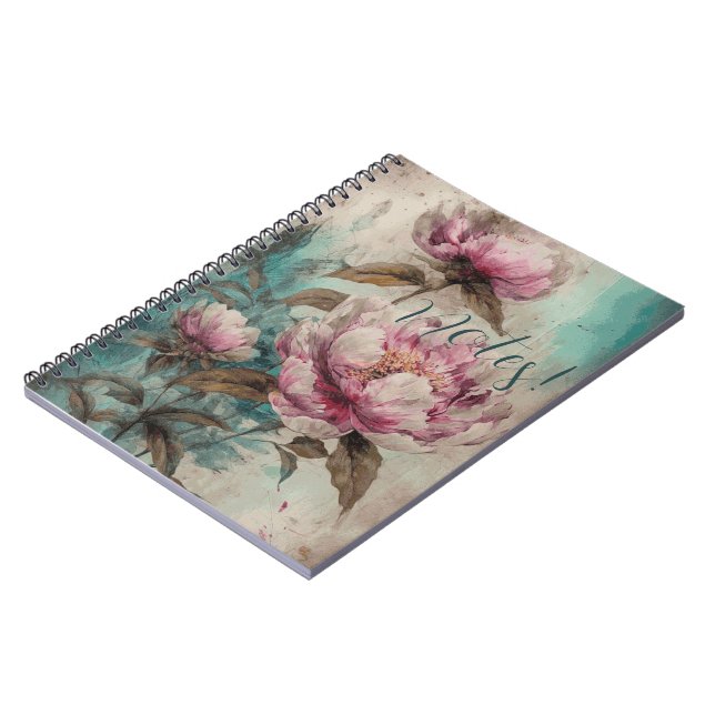 Painted Peonies - Notebook Notizblock (Linke Seite)