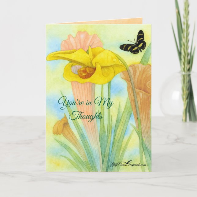 Painted Petals Pitcher Plant Folded Greeting Card Karte (Vorderseite)