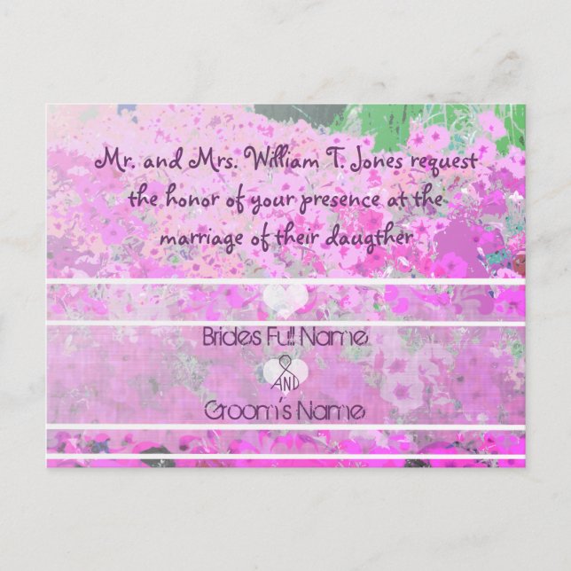 Painted Petunias Hochzeit Einladungen (Vorderseite)