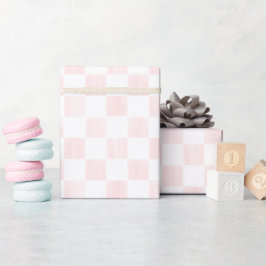 Painted Pink and White Check Checkerboard Pattern Geschenkpapier
