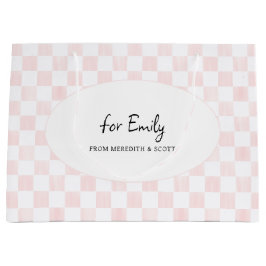 Painted Pink Checkerboard Pattern Personalized Große Geschenktüte