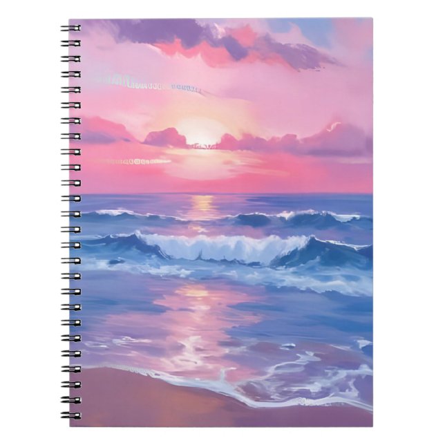 Painted Pink Ocean | Coastal Watercolor Pastel Notizblock (Vorderseite)