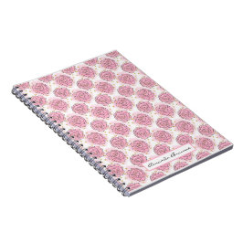 Painted pink roses and gold glitter notebook notizblock