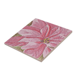 Painted Poinsettia Weihnachtslied Blume Tile Fliese