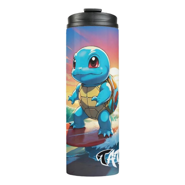 Painted Pokémon Squirtle Surfing Travel Mug Thermosbecher (Vorderseite)