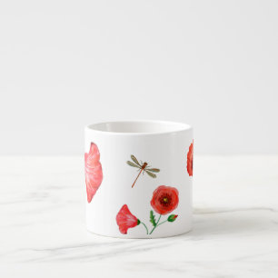 Painted Poppies Bone China Tasse