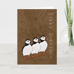 Painted Puffin Birthday Card - Geburtskarte mit Karte