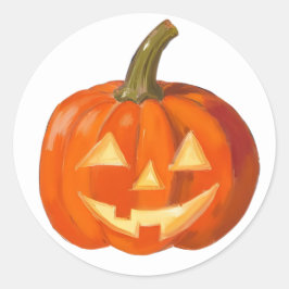 Painted Pumpkin Face Runder Aufkleber