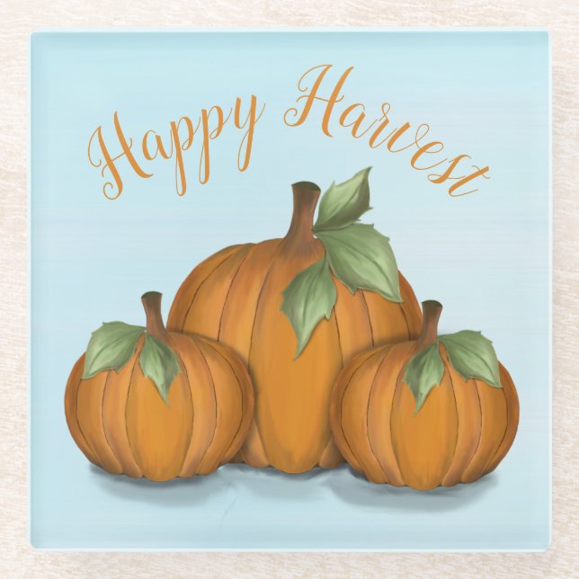 Painted Pumpkins Glass Untersetzer (Vorderseite)