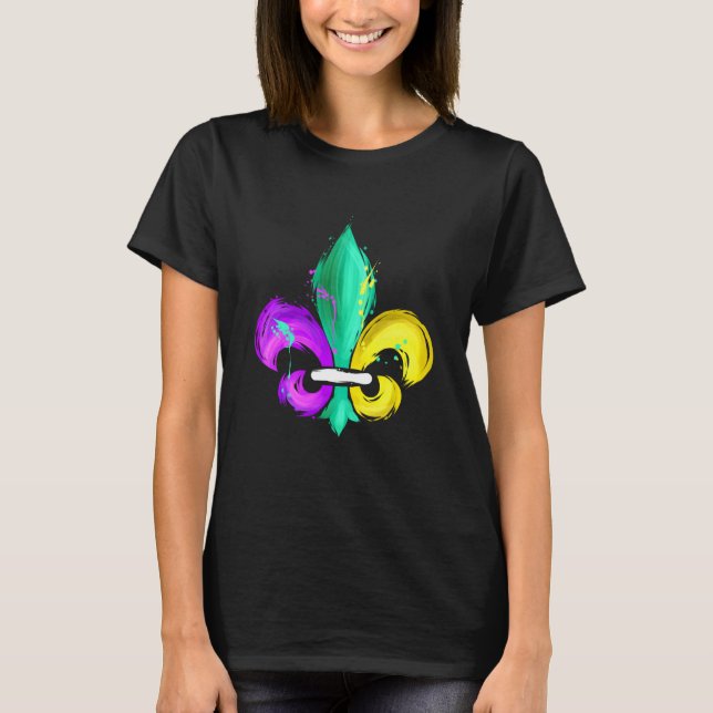 Painted Purple Green And Golden Fleur De Lis For M T-Shirt (Vorderseite)
