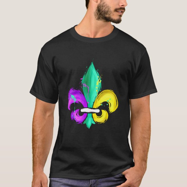 Painted Purple Green And Golden Fleur De Lis For M T-Shirt (Vorderseite)