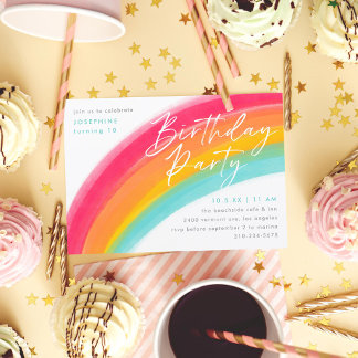 Painted Rainbow Birthday Party Einladung