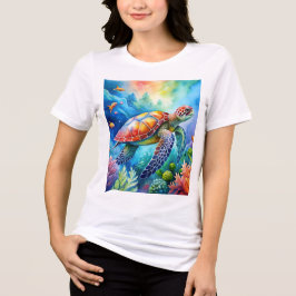 Painted Sea Turtle  Tri-Blend Shirt