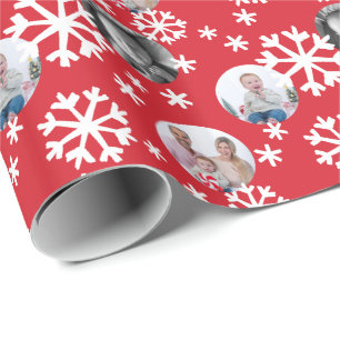 Painted Snowflakes Foto Geschenk Wrap rot weiß Geschenkpapier