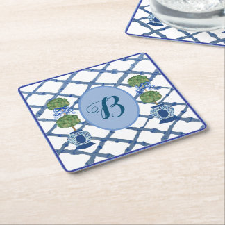 Painted Topiary Chinoiserie Ginger Jars Jar  Rechteckiger Pappuntersetzer