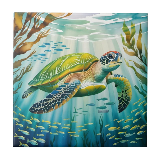 Painted Turtle Fliese (Vorderseite)