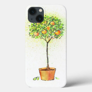 Painted watercolor citrus tree in pot iPhone 13 hülle