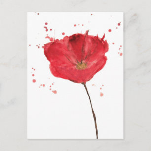 Painted watercolor Poppy Flower 2 Postkarte