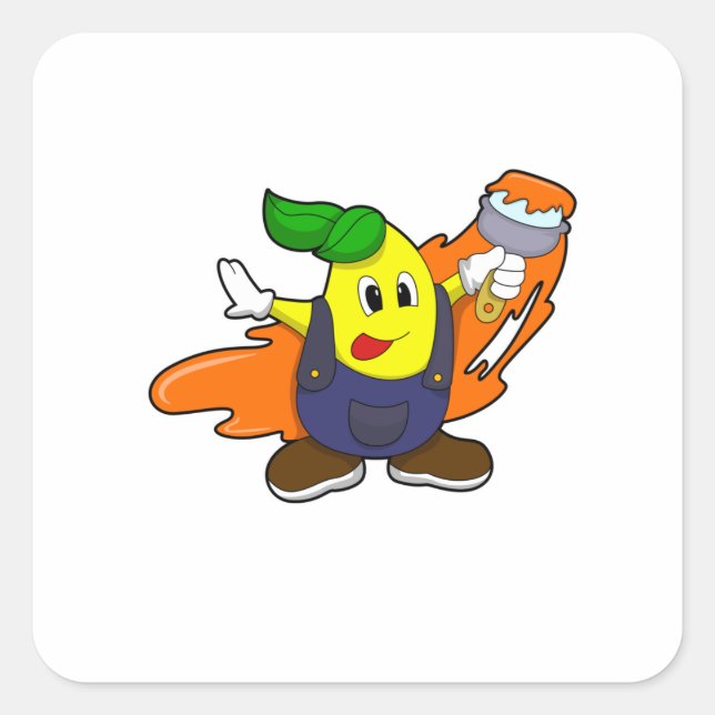 Painter als Maler mit Pinsel Quadratischer Aufkleber (Vorderseite)