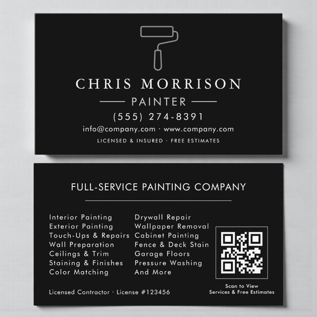 Painter Black Silver QR Code Visitenkarte (Von Creator hochgeladen)
