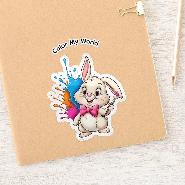 Painter Bunny Sticker - "Color My World" (Notizbuch)