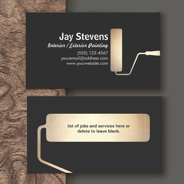 Painter Gold Paint Roller Black Business Card Visitenkarte (Von Creator hochgeladen)