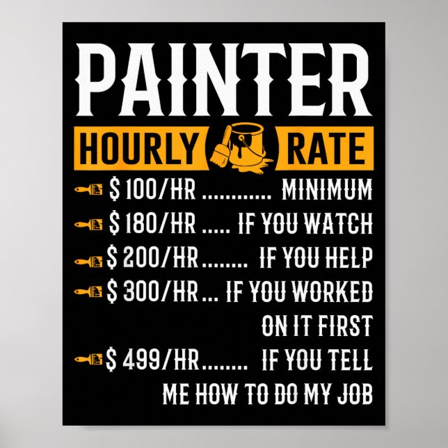 Painter Hourly Rate Funny Painter  Poster (Vorne)