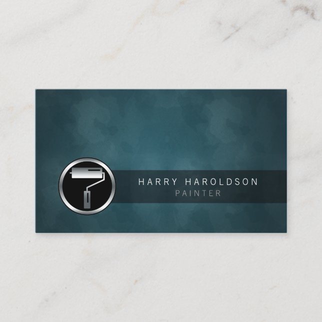 Painter Paint Roller Icon Dark Grunge BusinessCard Visitenkarte (Vorderseite)