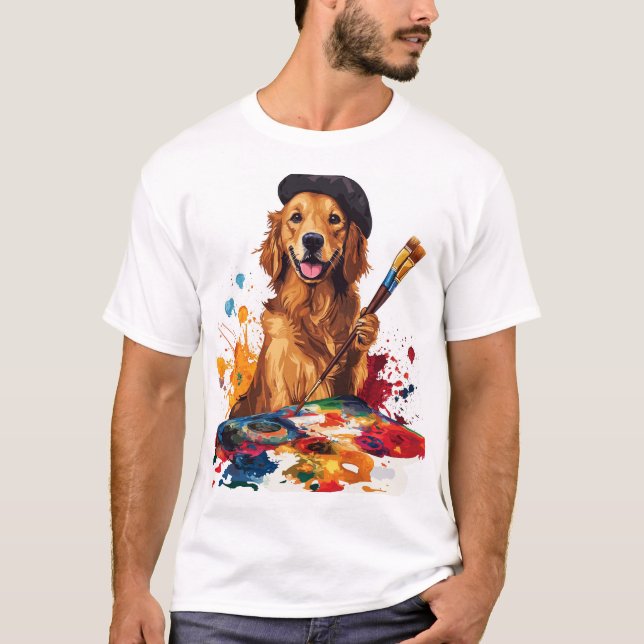 Painter Pup � Artistic Dog with Easel T-Shirt (Vorderseite)