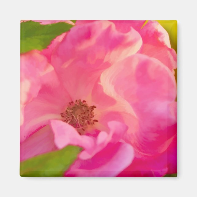 Painterly Abstrakt Pink Rose Floral Fotografy Magnet (Vorne)