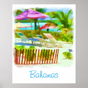 Painterly Bahamas Sommerurlaub Beach Scene Poster
