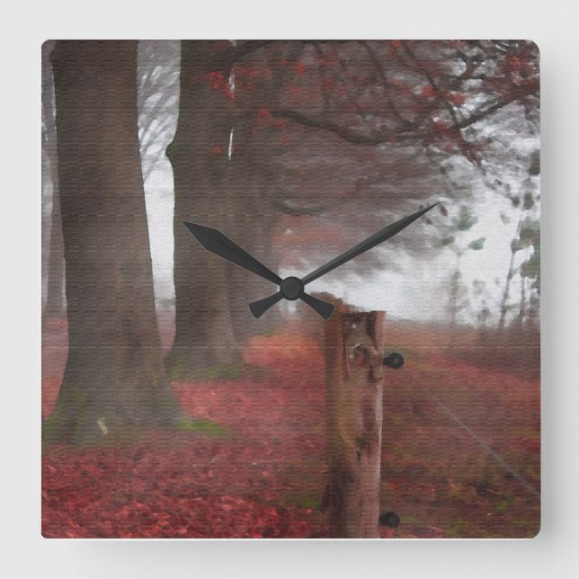 Painterly Beauty Autumn Muur Klokken Quadratische Wanduhr (Vorderseite)
