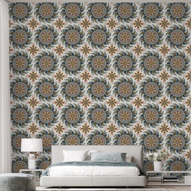 Painterly Boho Mandala Tapete (Schlafzimmer)