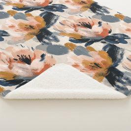Painterly Floral Botanical Sherpa Blanket Sherpadecke
