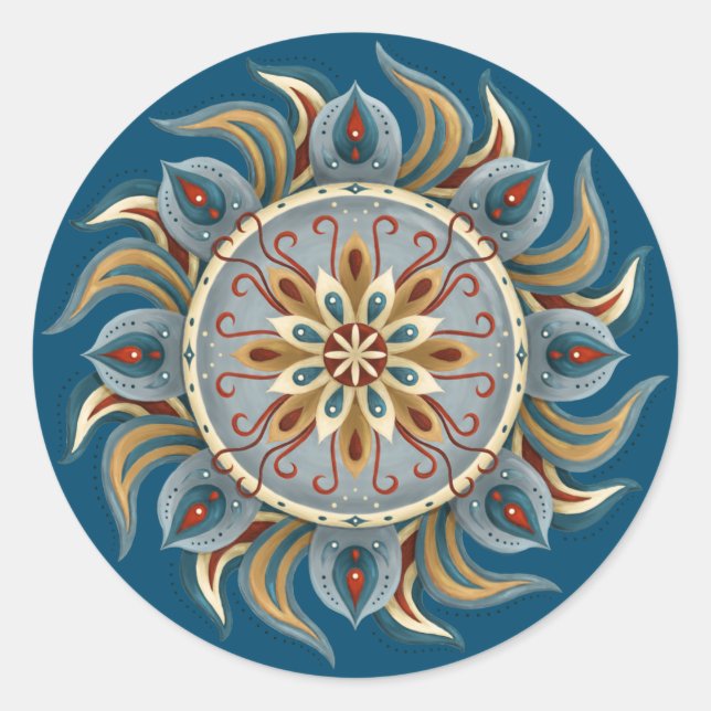 Painterly Mandala Runder Aufkleber (Vorderseite)