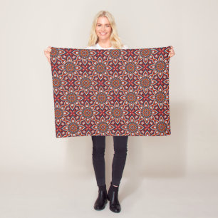 Painterly Nature Boho Floral Mandala Fleecedecke