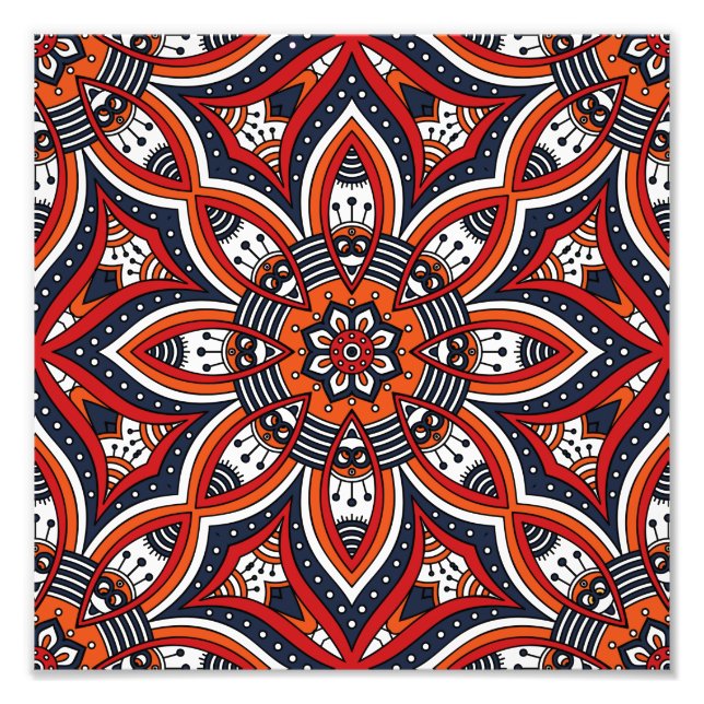 Painterly Nature Boho Floral Mandala Fotodruck (Vorne)