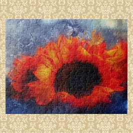 Painterly Orange Sunflowers Puzzle