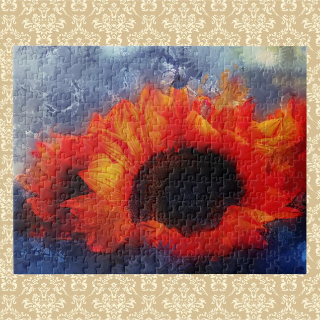 Painterly Orange Sunflowers Puzzle (Von Creator hochgeladen)