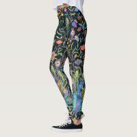 Painterly Peacock Feather, Floral Vines Boho Chic 