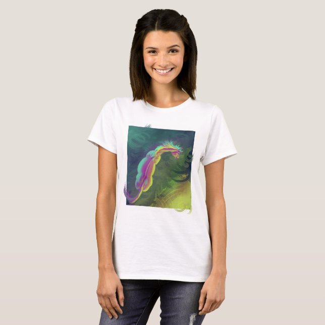 Painterly Pferd, das Pool untersucht T-Shirt (Vorne ganz)