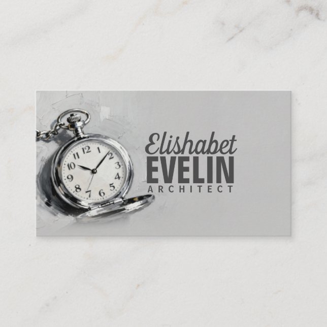 Painterly Silver Pocket Watch g543 Visitenkarte (Vorderseite)