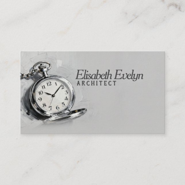 Painterly Silver Pocket Watch Visitenkarte (Vorderseite)