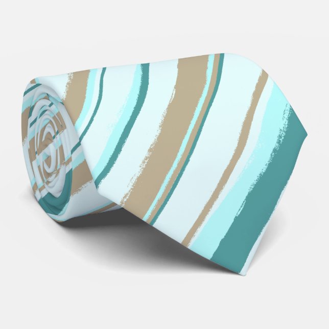 Painterly Striped Mint, zweiseitige Hochzeit Krawatte (Gerollt)